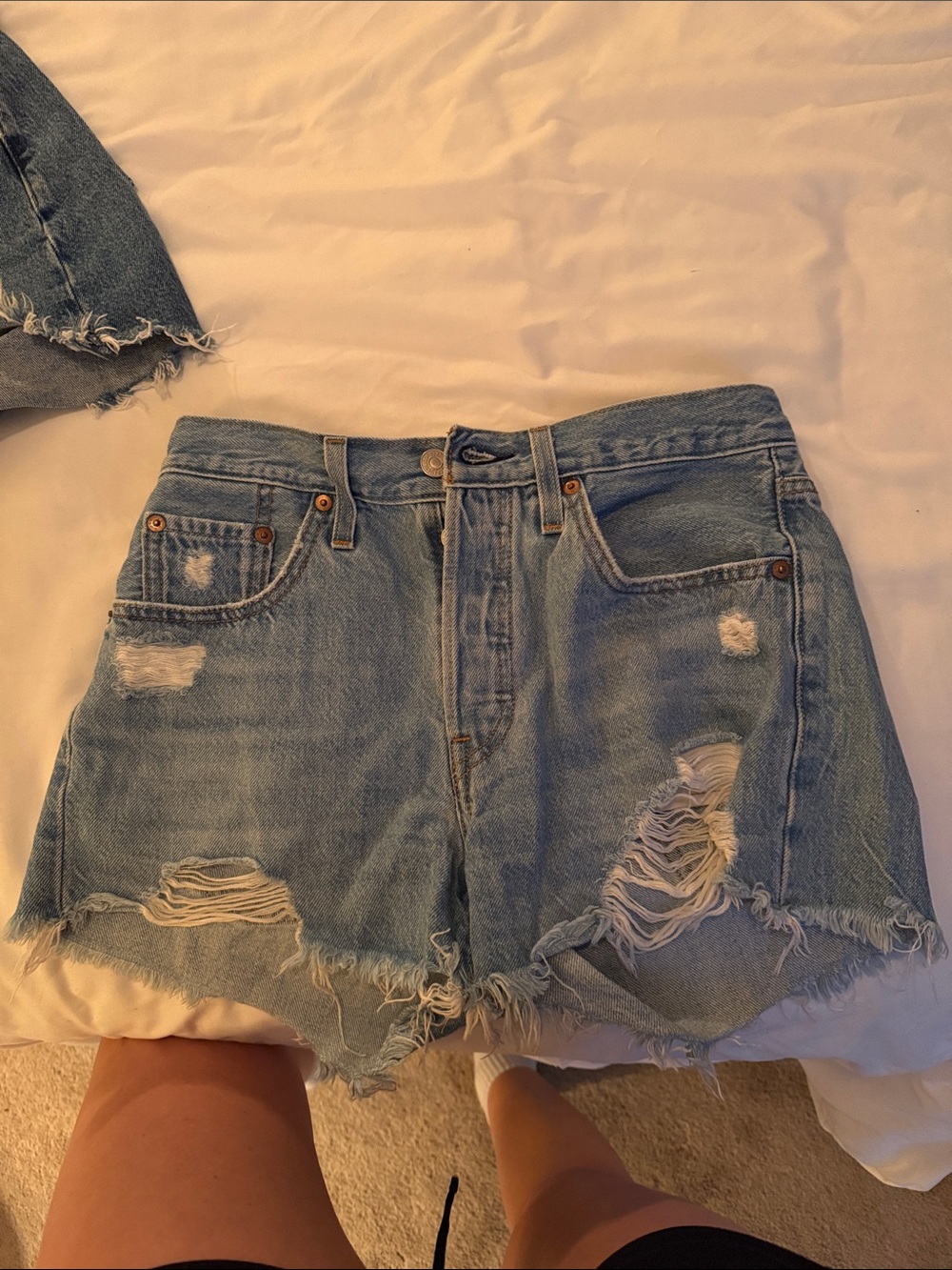 Levi's Light Blue Distressed Denim Cutoff Shorts